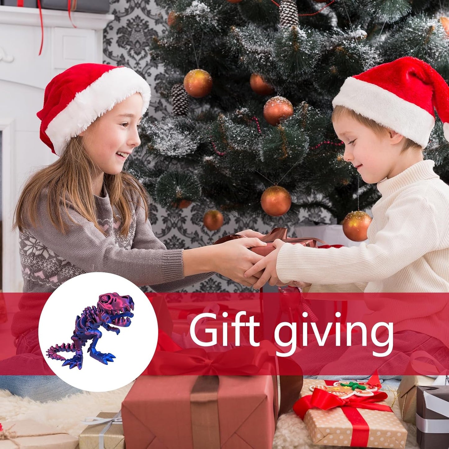 3D Printed Dinosaur Bone Skeleton Tyrannosaurus Rex with Movable Jaw Fidget Dinosaur Toys Full Articulated Dinosaur Executive Desk Toys Home Office Decor, Purple