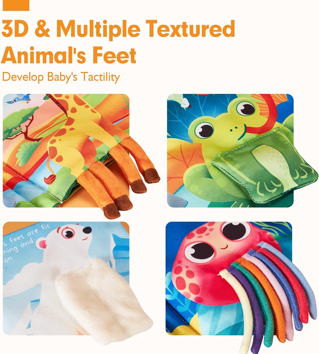 hahaland Baby Books 0-6 Months - 2 PCS Sensory Montessori Toys for Babies 0-6 Months with Crinkle Squeaky Sounds, Mirrors, Teethers - Soft Cloth Tummy Time Book Newborn Infant Toys