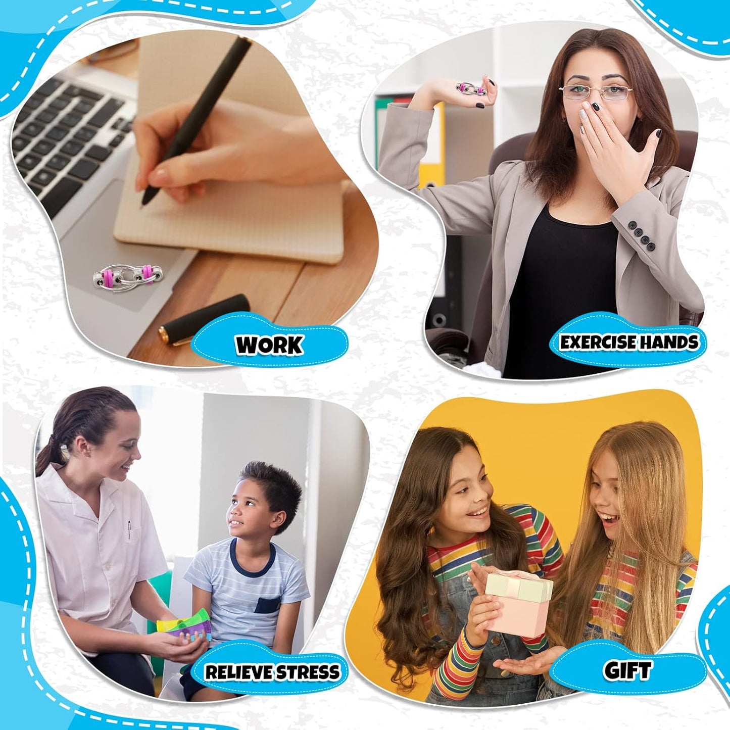 80 Pcs Fidget Toys Bike Chain Fidget Toy Flippy Fidget Toy Soothing Fidgets Stress Anxiety Relief for Teens Adults ADHD Autism Finger Toys, 5 Colors (40 Pcs)