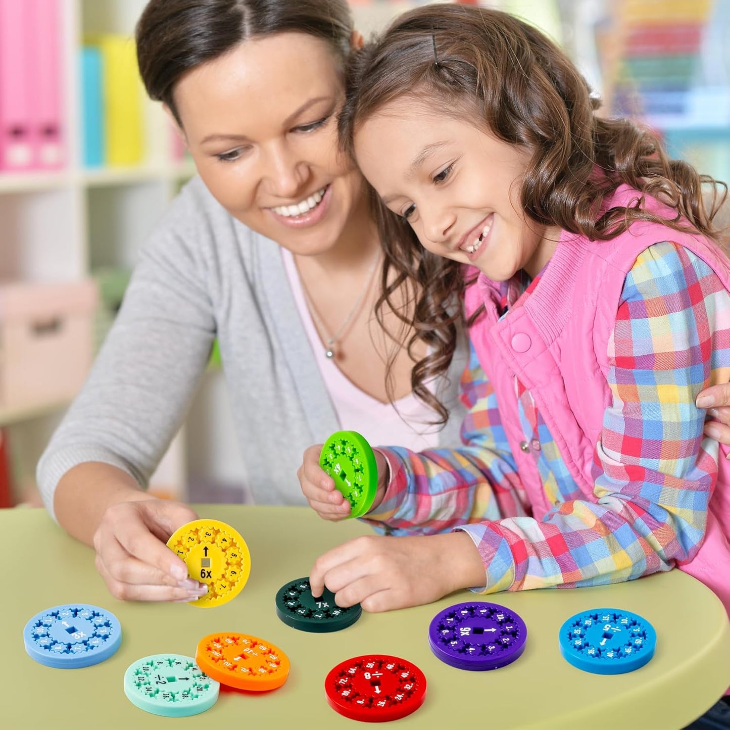 9Pcs Math Fidget Spinners Multiplication Division Flying Fidget Spinner Round Number Finger Spin Game Toys Kids Educational Math Fact Games for Stimmer Fidgeter Learning Multiply Or Divide