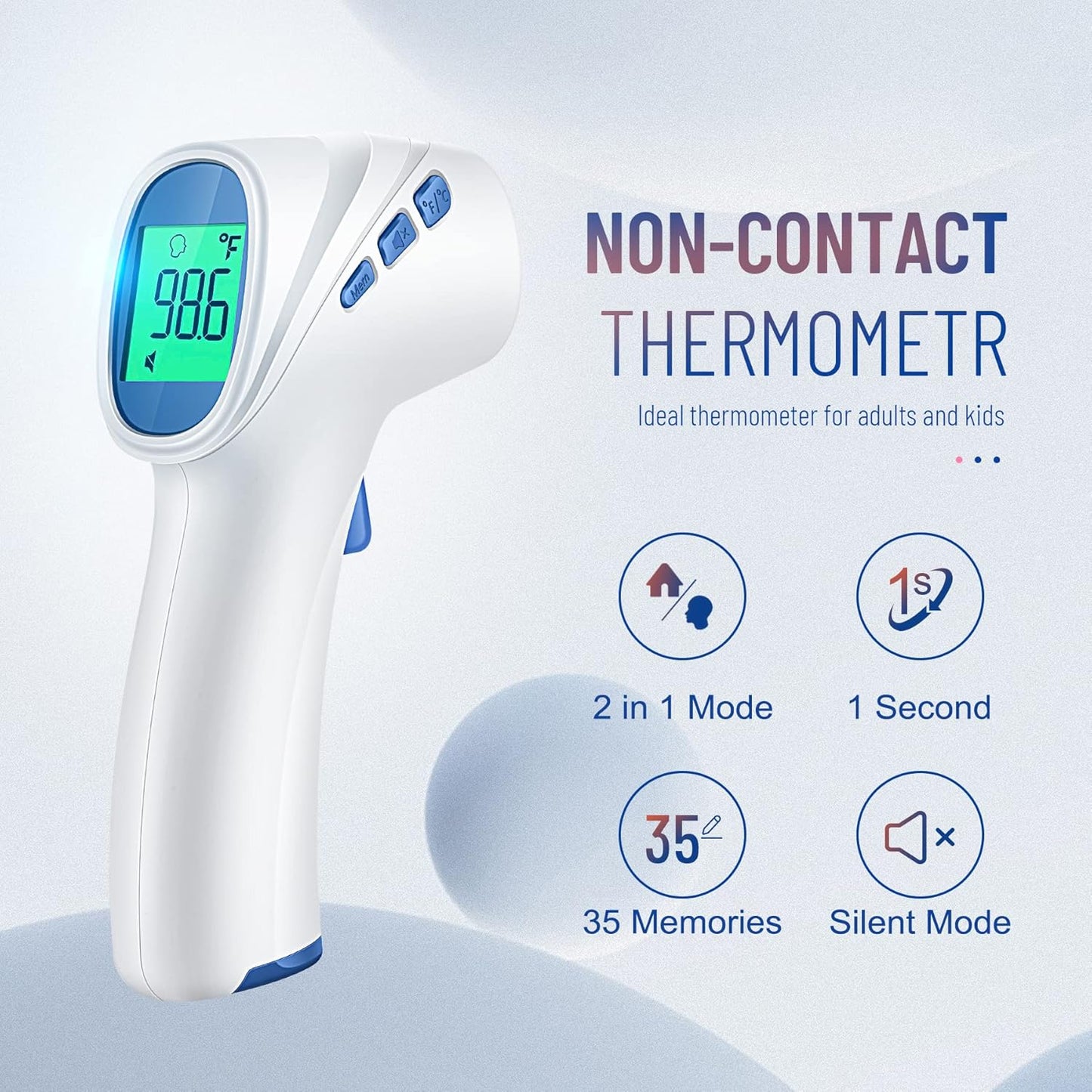 Forehead Thermometer for Adults and Kids, Digital Baby Thermometer with Fever Alarm, Fast Accurate Results, Home Medical & Nurse Essentials