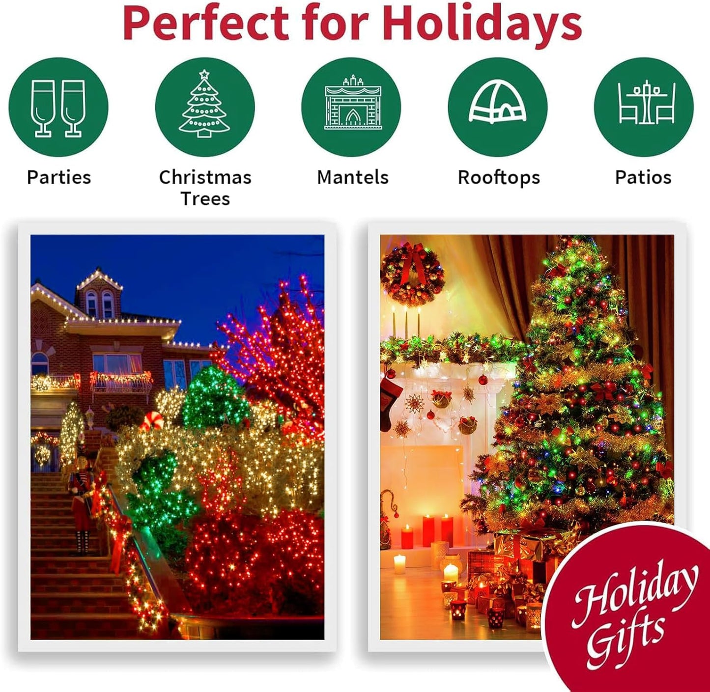 66ft Christmas Decorative Mini Lights, 200 LED Transparent Wire Fairy Starry String Lights Plug in, 16 Lighting Modes for Outdoor Xmas Tree Wedding Party Decoration (Red Green Warm)