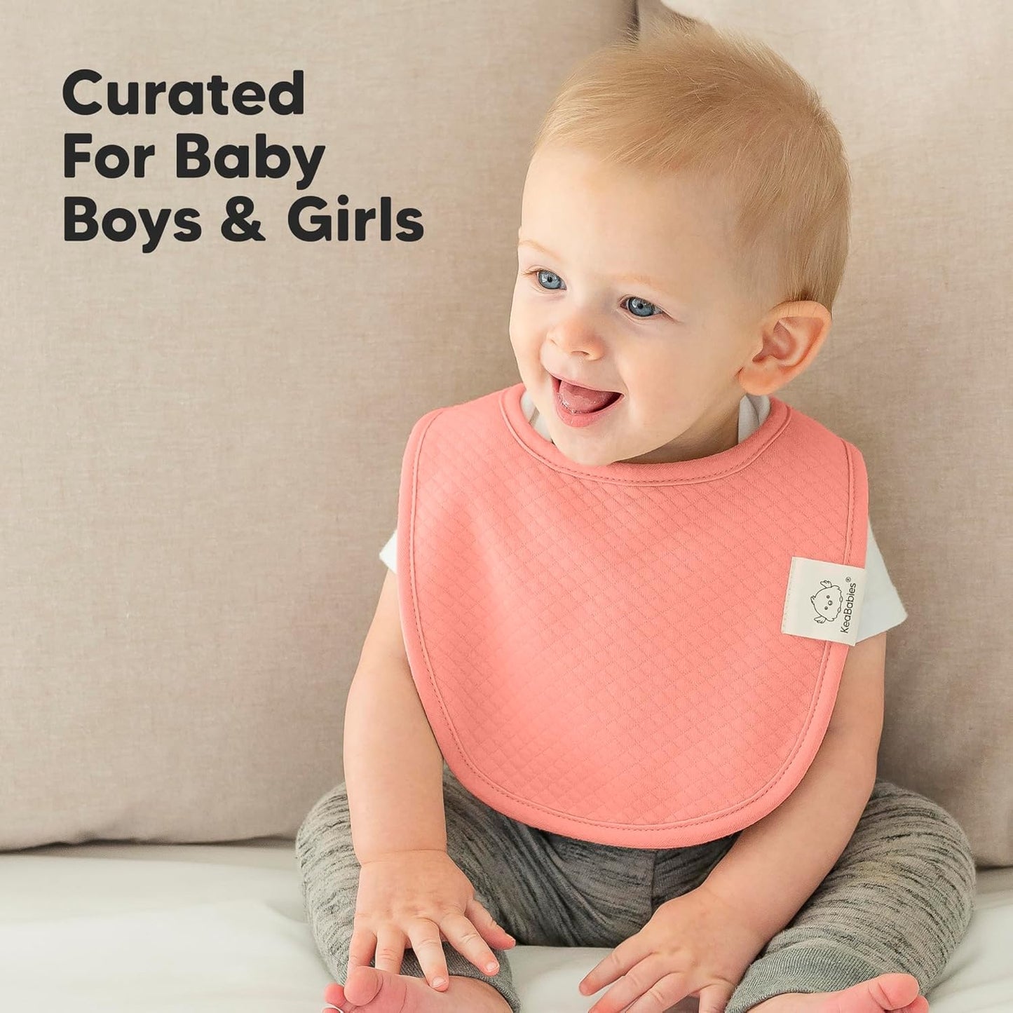 8-Pack Organic Baby Bibs for Girls, Boys - Quilted Cotton Cloth Baby Drool Bibs for Drooling and Teething Toddler, Newborn, Infant, Soft & Super Absorbent (Rosewood)