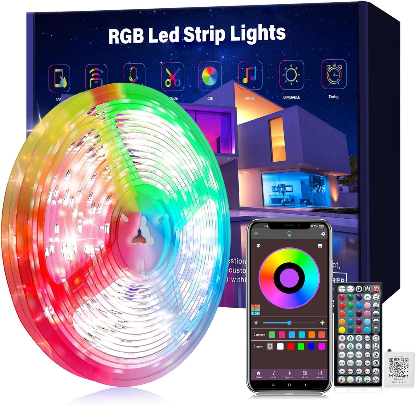 65.6 ft LED Lights for Bedroom Music Sync RGB LED Strip Lights with APP & Remote Control LED Lights for Room Home Party Christmas Wall Decor
