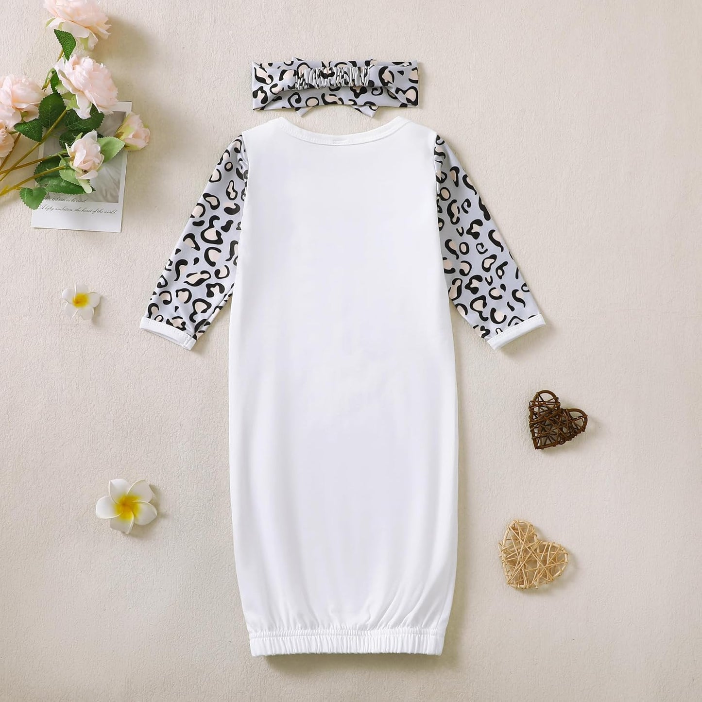 AMAWMW Newborn Baby Girl Little Sister Sleeper Gown Stripe Long Sleeve Nightgown Pajamas Gifts Stuff Essential Outfit