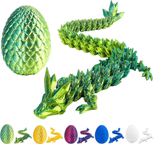 3D Printed Dragon Egg with Dragon Inside,12 Inch 3D Printed Dragon Egg Fidget Toy，Home Office Decor Executive Desk Toys for Autism/ADHD (Laser Yellow Green)
