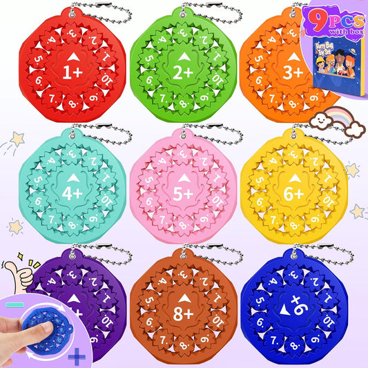 9PCS New Math Fidget Spinners,Interactive Math Gmaes Fidget Toys for Kids,Early Education Math Facts Fidget Spinners Gmaes to Relieve Stress and Fun Learning（Addition & Subtraction）
