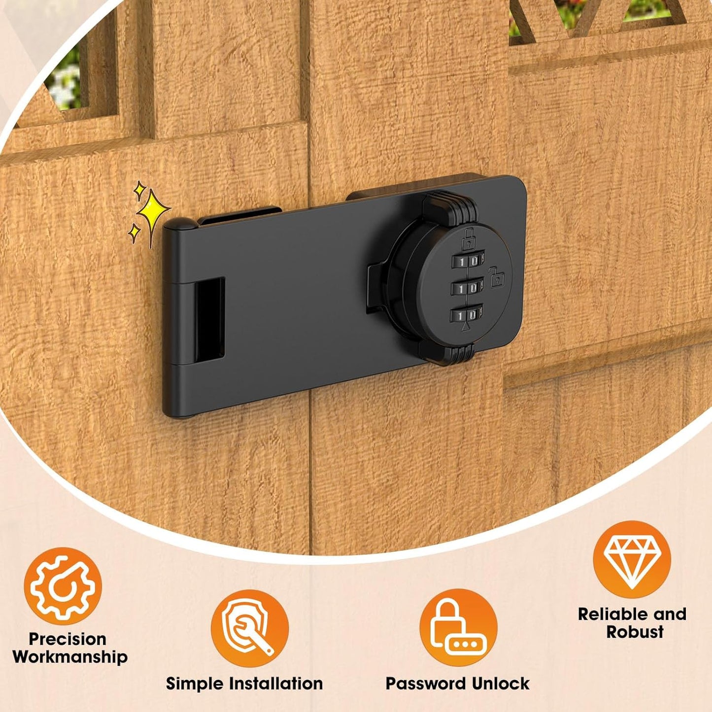 3-Digit Combination Cabinet Lock, 4.5" Keyless Safety Drawer Lock for Lockers, Small Doors, Closets, Storage, Office (2, Black)