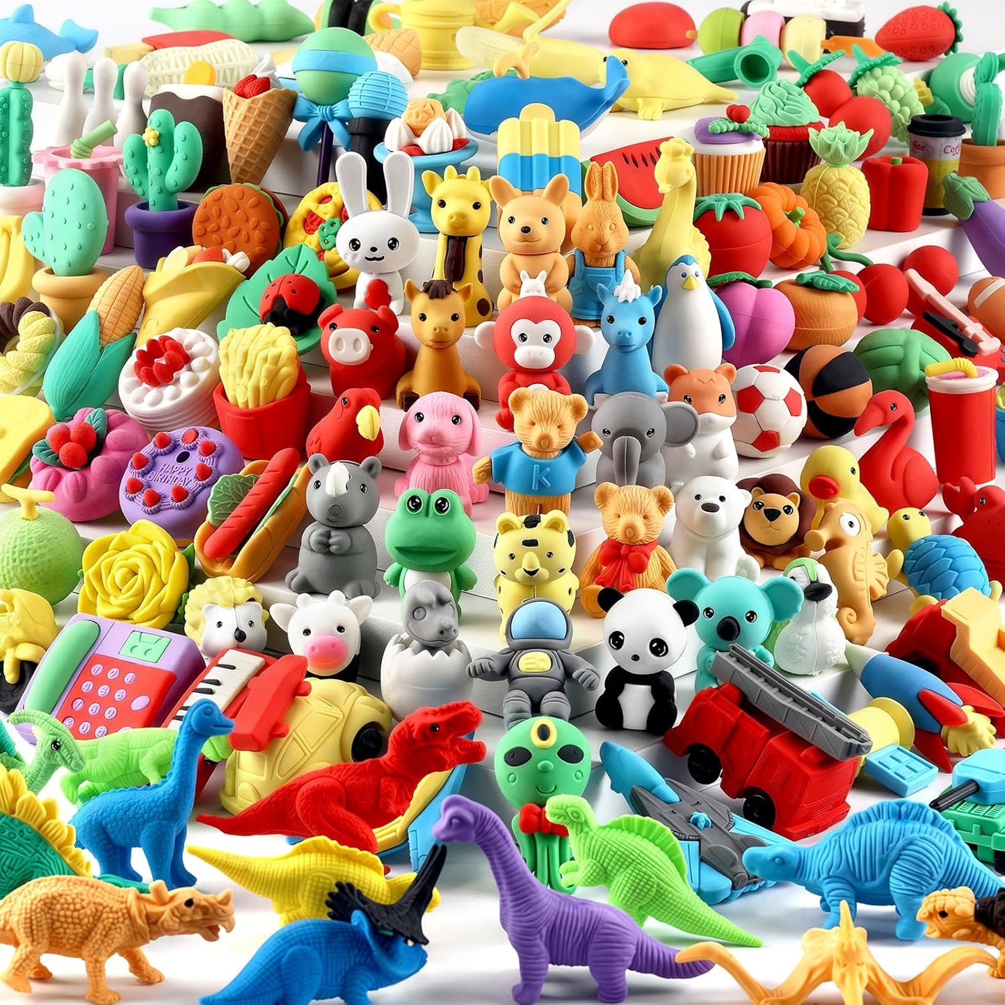 131Pcs Animal Erasers Desk Pets for Kids Animal Pencil Erasers Bulk Puzzle Eraser Toys Gifts for Classroom Prizes,Game Reward,Treasure Box,Easter Egg Fillers,Goodie Bag Stuffer,Party Favors