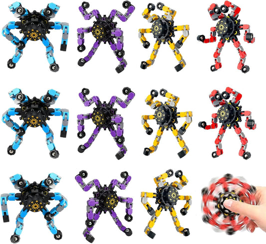 12 Pcs Fidget Spinners Toys, Transformable Creative Mechanical Gyro Toy Stress Relief Toy Fidget Toy for Kids and Adults