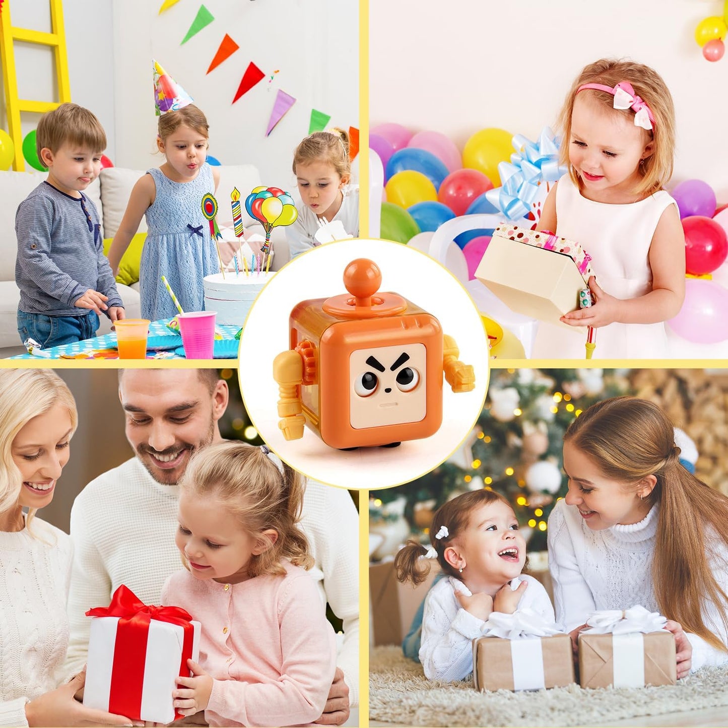 2P Fidget Robot Cube Fidgets Toy, Magic Cube Stress and Anxiety Relief Toys, Fidgets Robot Cube Toy Cube Relaxing Hand-Held for Adults, Killing Time Cool Fidget Block for ADD/ADHD/OCD (Green Purple)