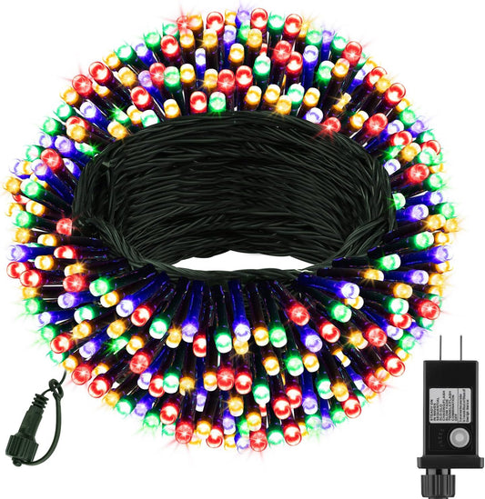 66ft 200 LED Christmas Tree String Lights Outdoor Fairy Lights Plug in, Expandable Green Wire Clear Bulbs Mini Lights 8 Modes, Xmas Wedding Party Decoration (Multicolor)