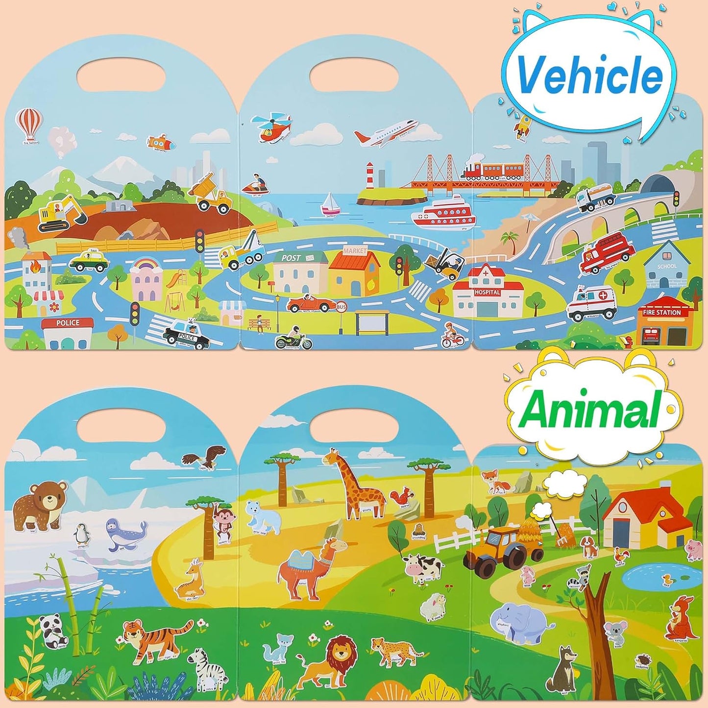 4 Sets Sticker Books for Toddlers 2-4 Years, 122 Pcs Puffy Stickers for Kids, 3D Sticker Books for Toddlers 1-3, Toddler Airplane Travel Essentials for Kids