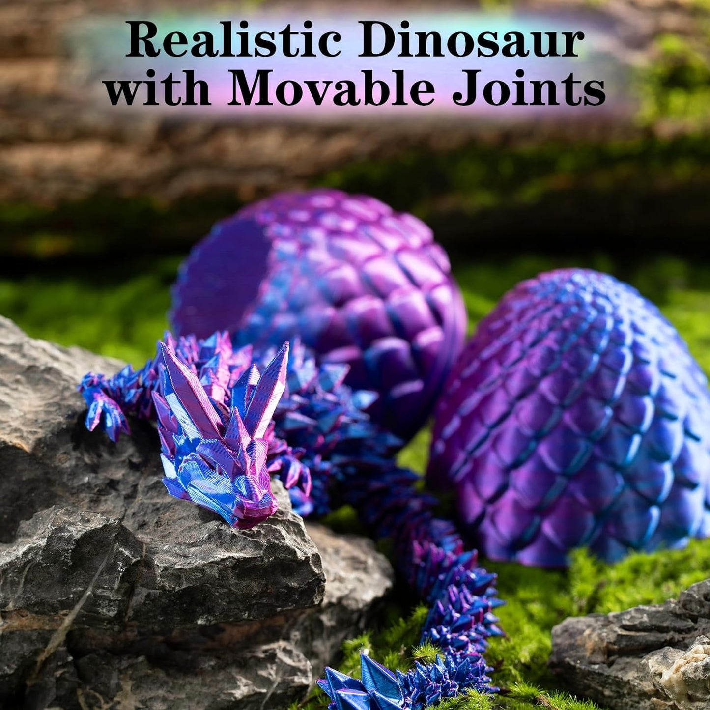 3D Printed Dragon Egg Toys, Easter Egg Crystal Dinosaur Eggs Fidget Toys with Movable Joints for Kids Adults Gifts