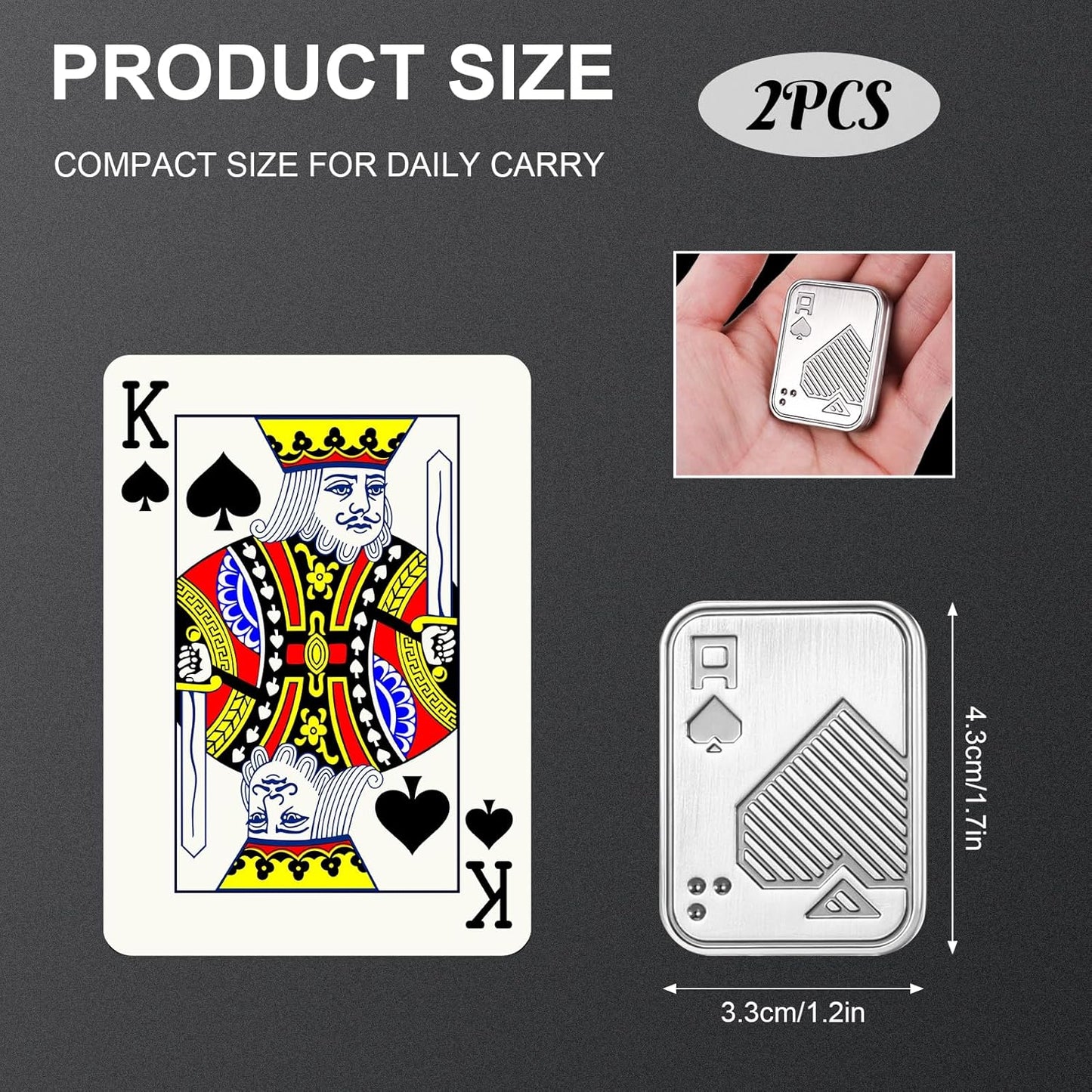 2Pcs Metal Fidget Slider, Metal Fidget Toy Fidget Slider for Adults Magnet Fidget Toy EDC Fidget Clicker Metal Poker Push Card Fidget Slider Stress Relief Toy,Silver