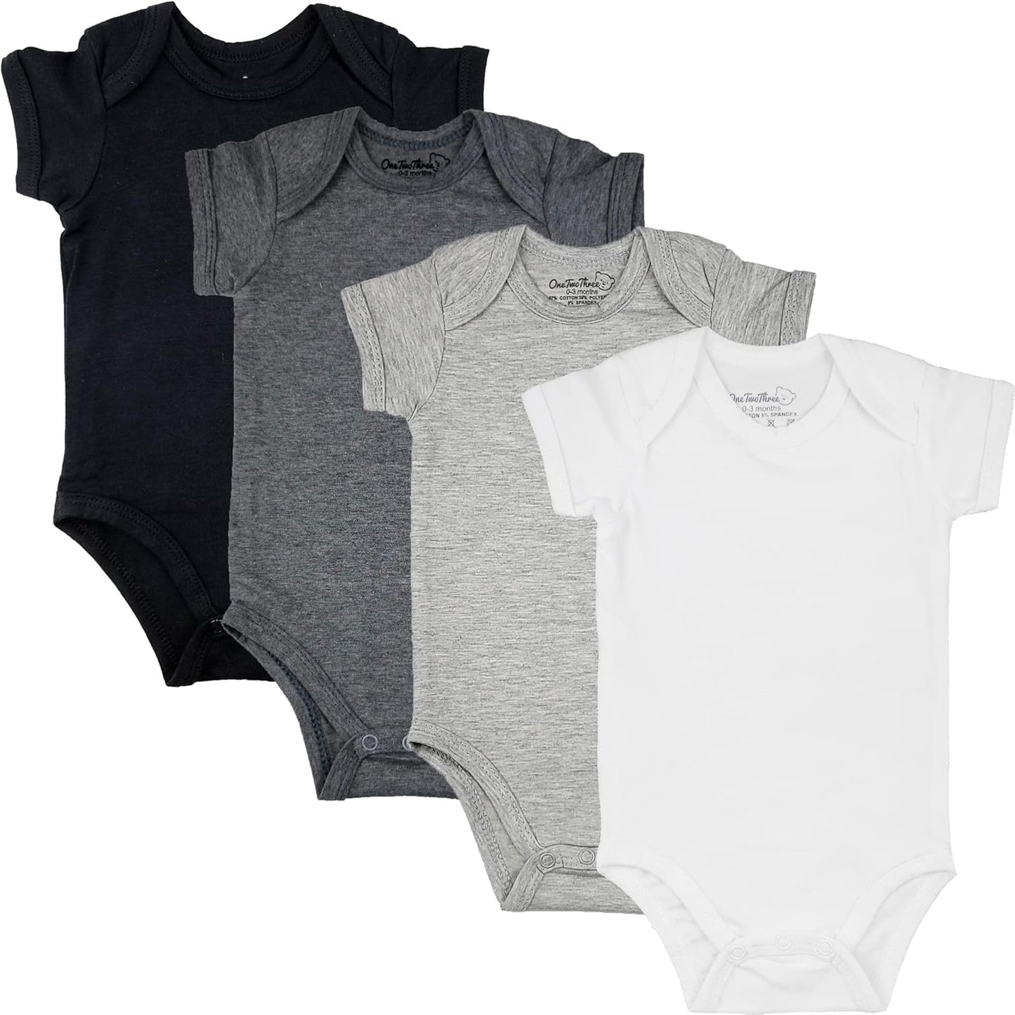 123 Bear Baby Cotton Spandex short-sleeve bodysuits unisex boy girl