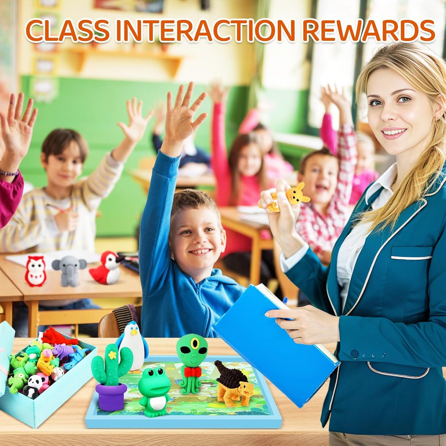 131Pcs Animal Erasers Desk Pets for Kids Animal Pencil Erasers Bulk Puzzle Eraser Toys Gifts for Classroom Prizes,Game Reward,Treasure Box,Easter Egg Fillers,Goodie Bag Stuffer,Party Favors