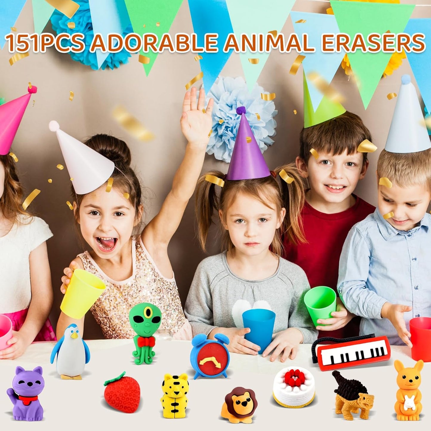 151Pcs Animal Erasers Desk Pets for Kids Animal Pencil Erasers Bulk Puzzle Eraser Toys Gifts for Classroom Prizes,Game Reward,Treasure Box,Easter Egg Fillers,Goodie Bag Stuffer,Party Favors