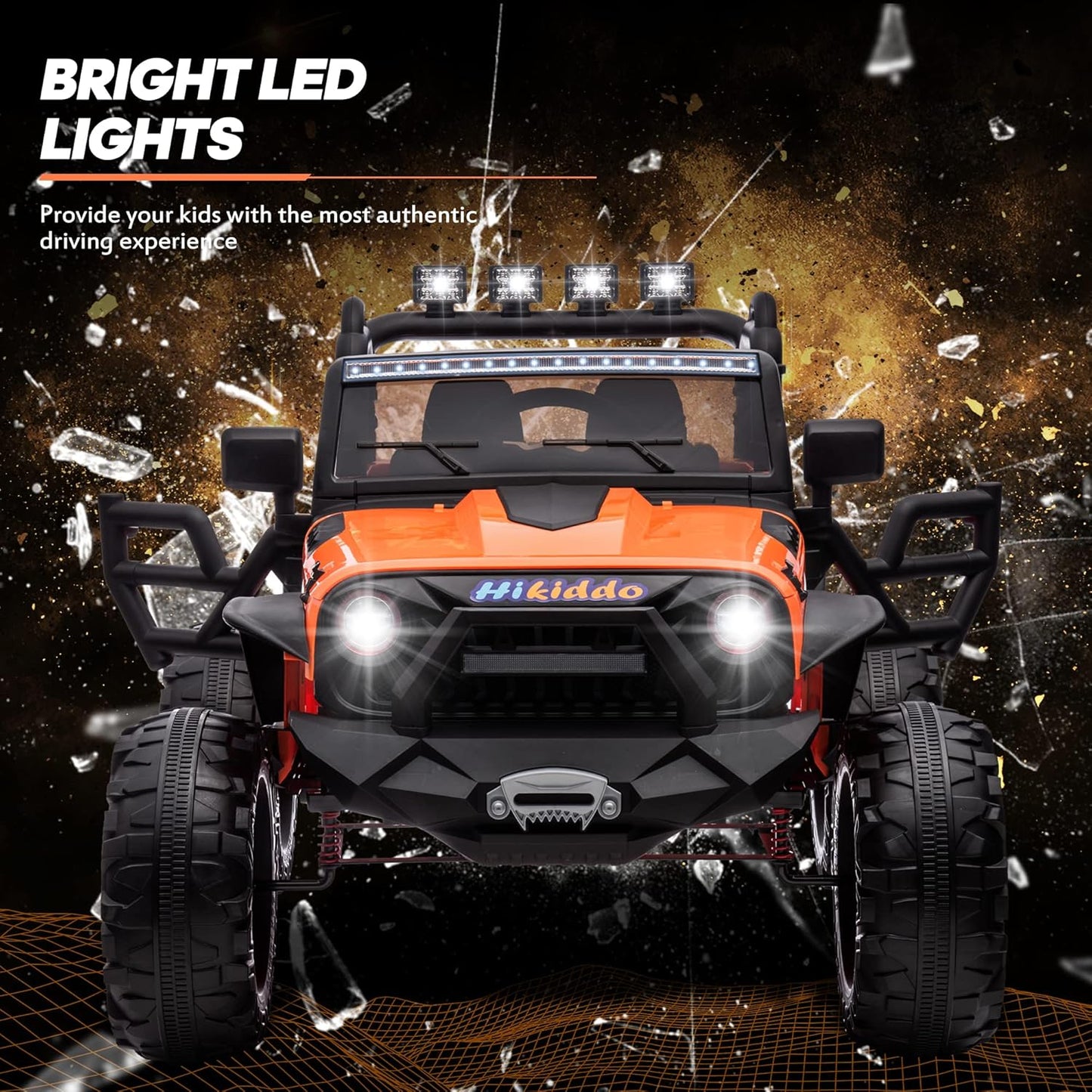 24V 9Ah Ride on Toy for Big Kids, 4WD 2 Seater Ride on Car Truck with Remote Control, 4x200W Motor - Orange