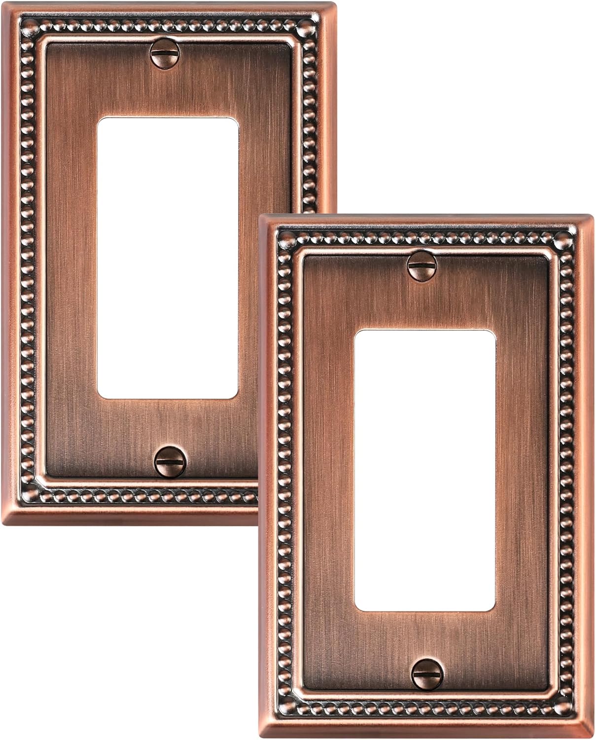 2-Pack Decorator Outlet Cover Plate, Decorative Switch Plates and Outlet Covers, Antique Copper Metal Wall Plates for Electrical Outlets, Receptacle, GFCI Outlet, Dimmer Switch