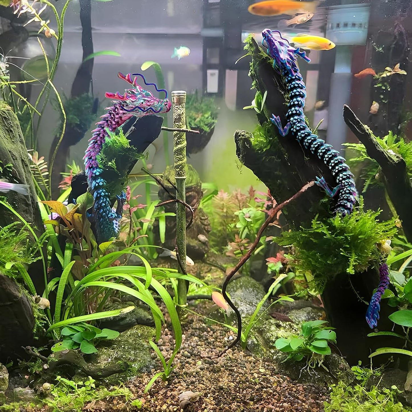 3D Printed Dragon Fidget Toy, 18in Surprise Mystery Dragon, Crystal Dragon Fidget Toy, Articulated Pye Dragon Fish/Display Cabinet/Home/Office Desktop Decor (Red)