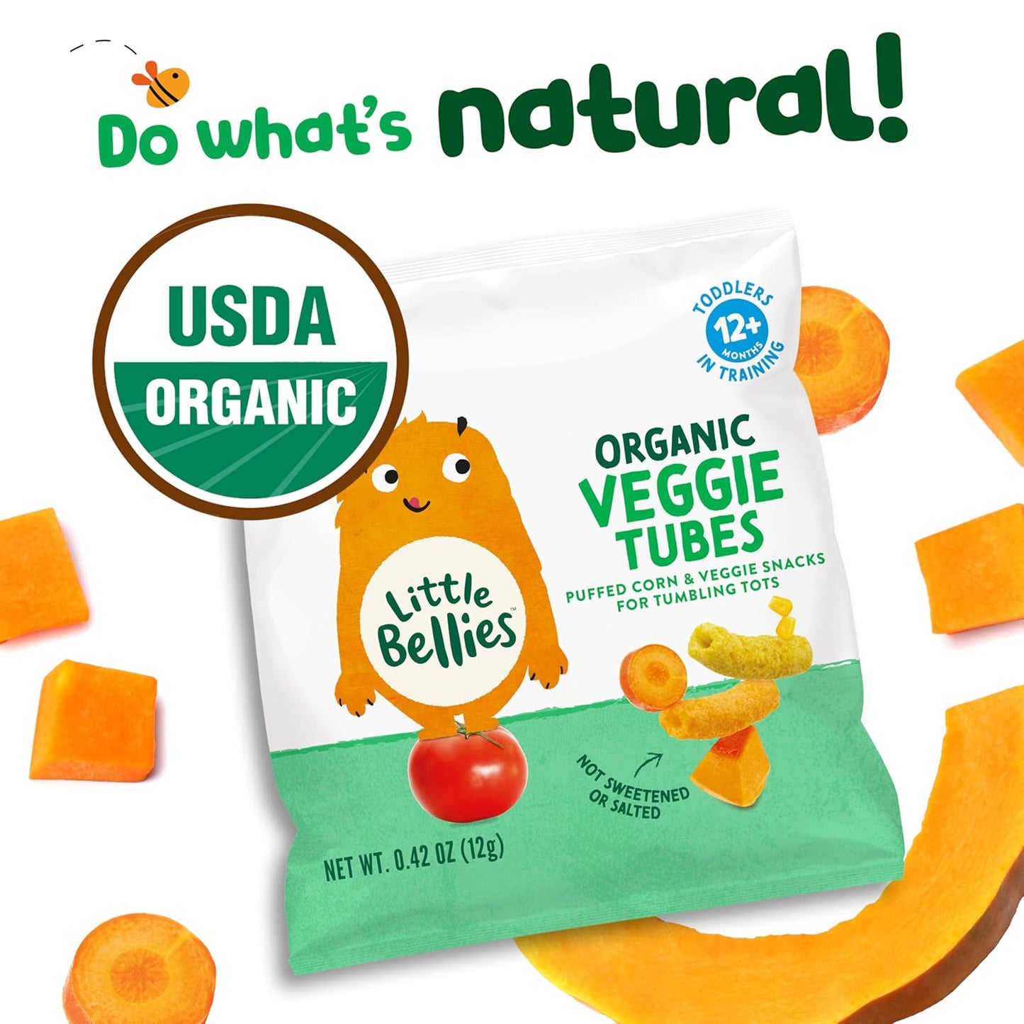 Little Bellies Organic Veggie Tubes Toddler Snack (Pack of 7 x 0.42 oz Individual Packs)