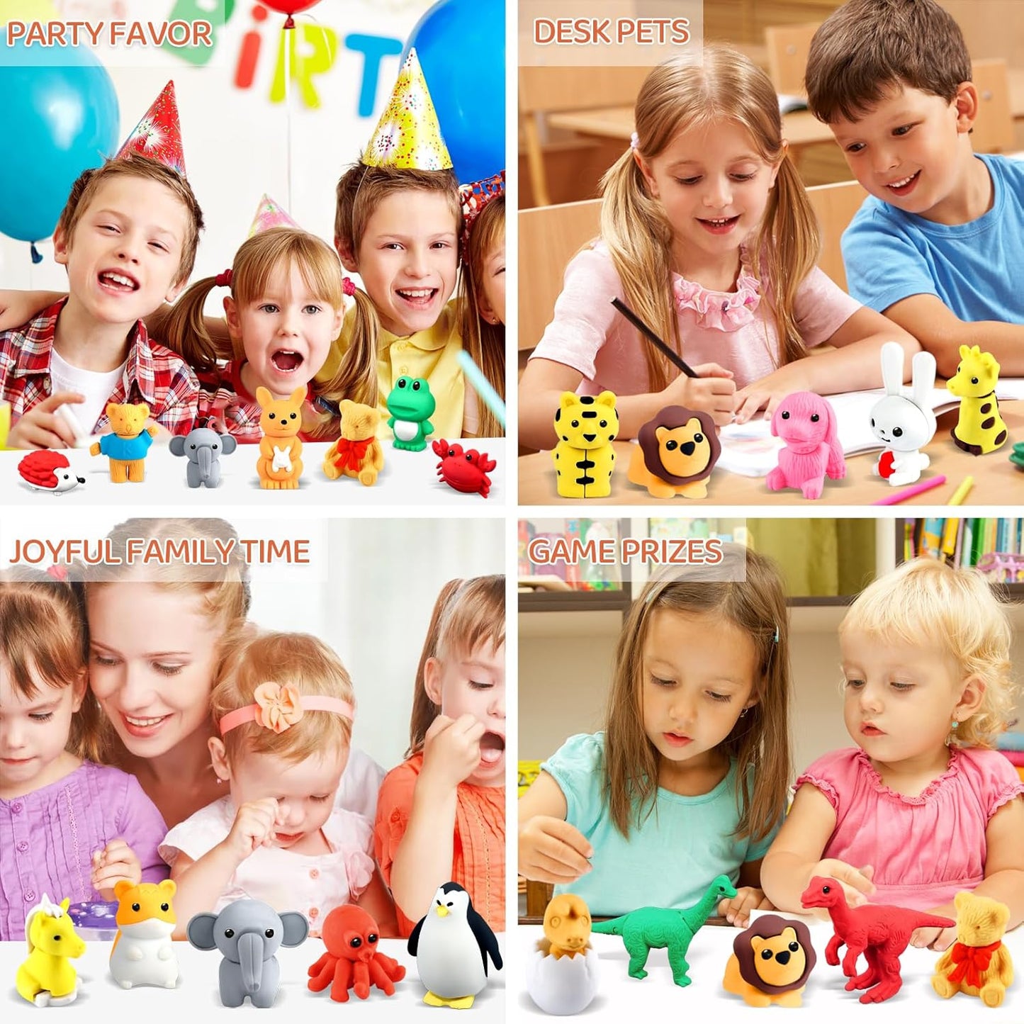 81Pcs Animal Erasers Desk Pets for Kids Animal Pencil Erasers Bulk Puzzle Eraser Toys Gifts for Classroom Prizes,Game Reward,Treasure Box,Easter Egg Fillers,Goodie Bag Stuffers,Party Favors
