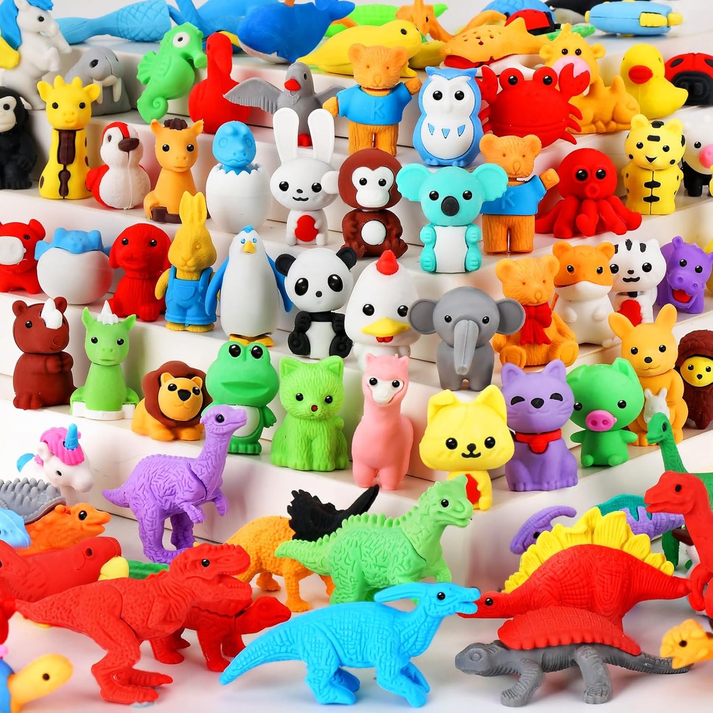 81Pcs Animal Erasers Desk Pets for Kids Animal Pencil Erasers Bulk Puzzle Eraser Toys Gifts for Classroom Prizes,Game Reward,Treasure Box,Easter Egg Fillers,Goodie Bag Stuffers,Party Favors