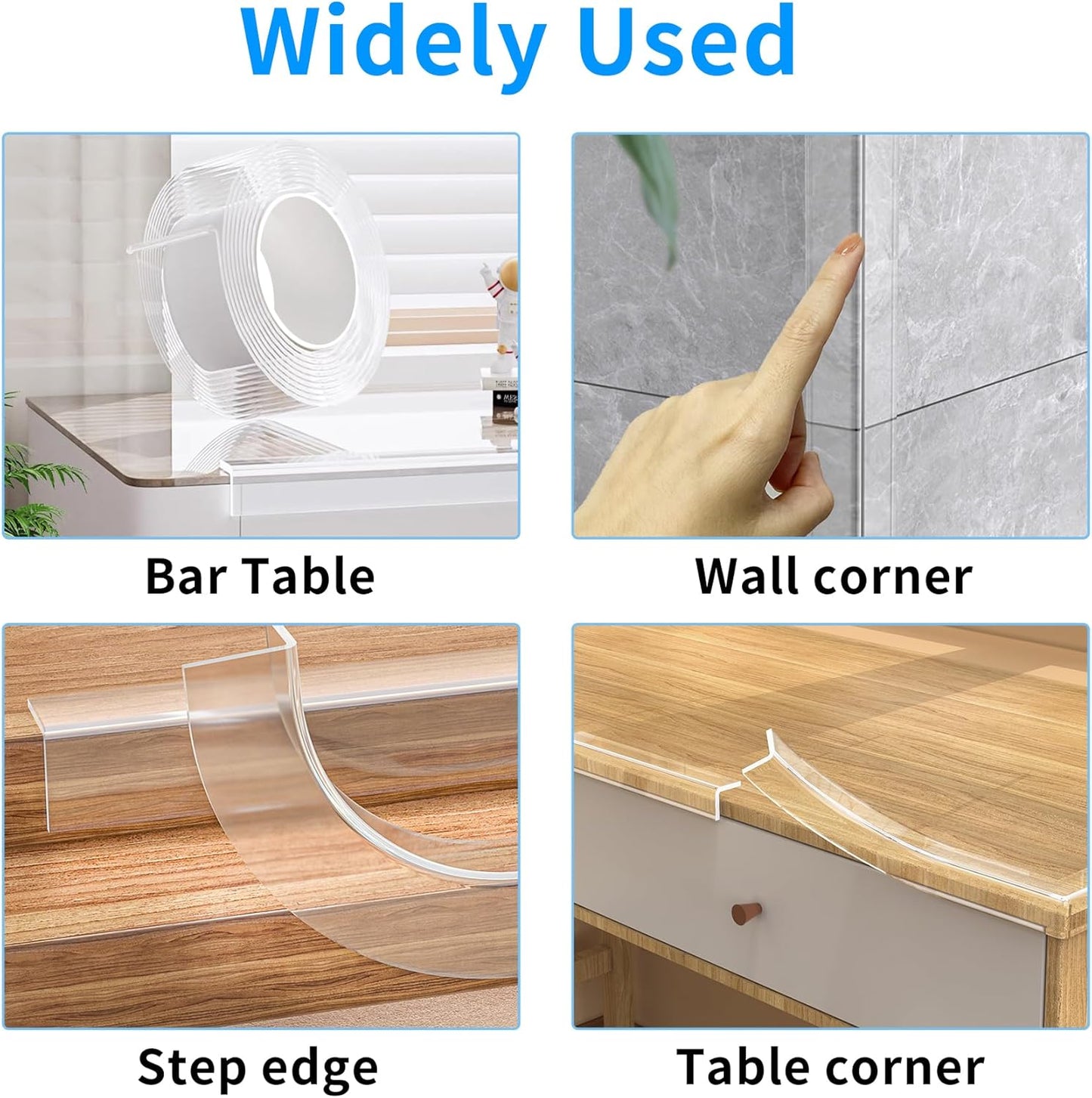 13.12 FT Edge Corner Protector Baby Proofing,Soft Clear Furniture Table Corner Guard & Edge Safety Cabinet Door Bumper,Crib Bumpers,Wall Protector(Width 2 in，Thickness 0.08 in)