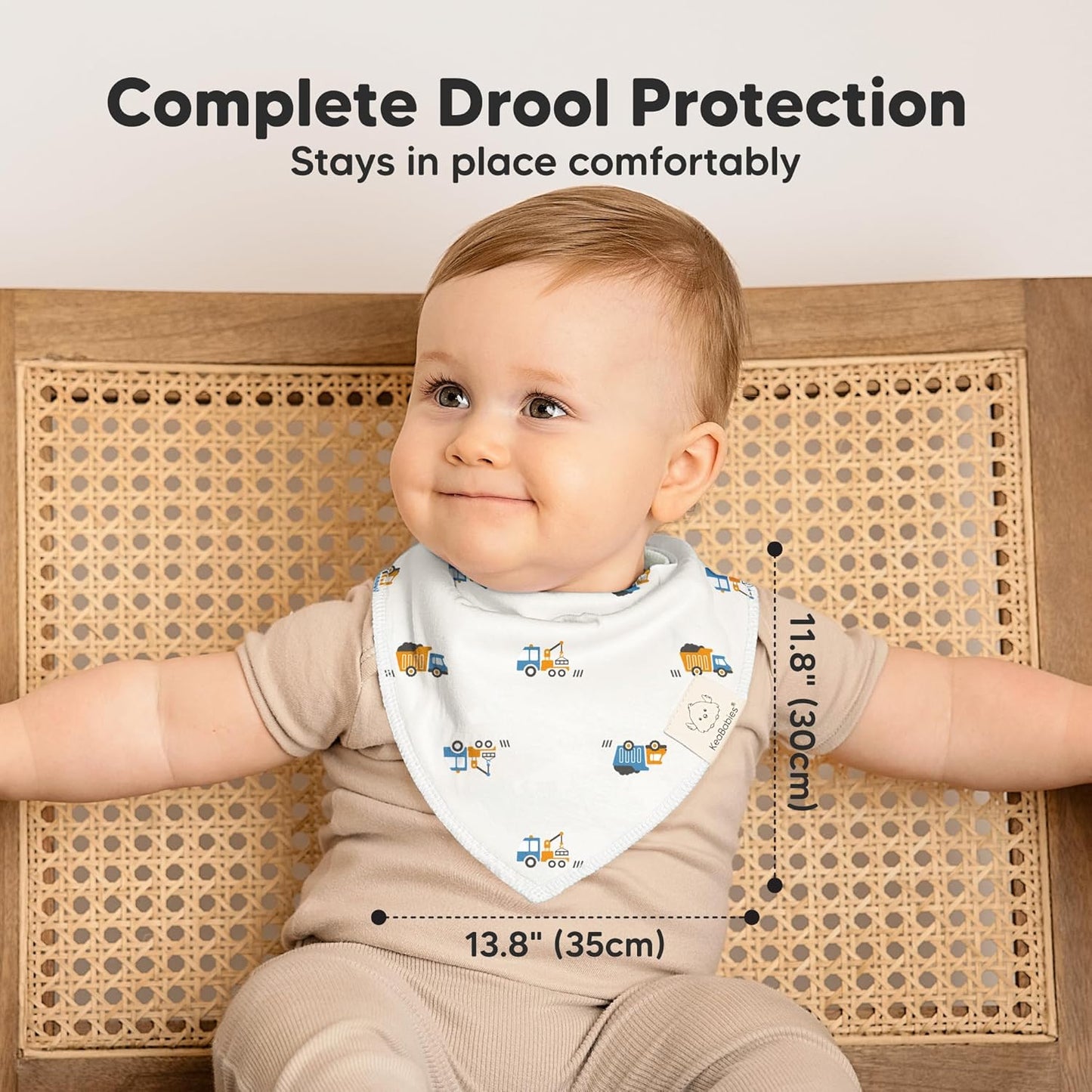 8-Pack Organic Baby Bandana Bibs for Boys, Girls - Super Absorbent Triangle Baby Bibs for Drooling and Teething Infant, 100% Cotton Extra Soft for Newborn, Infant 0-36 Months (Builders)