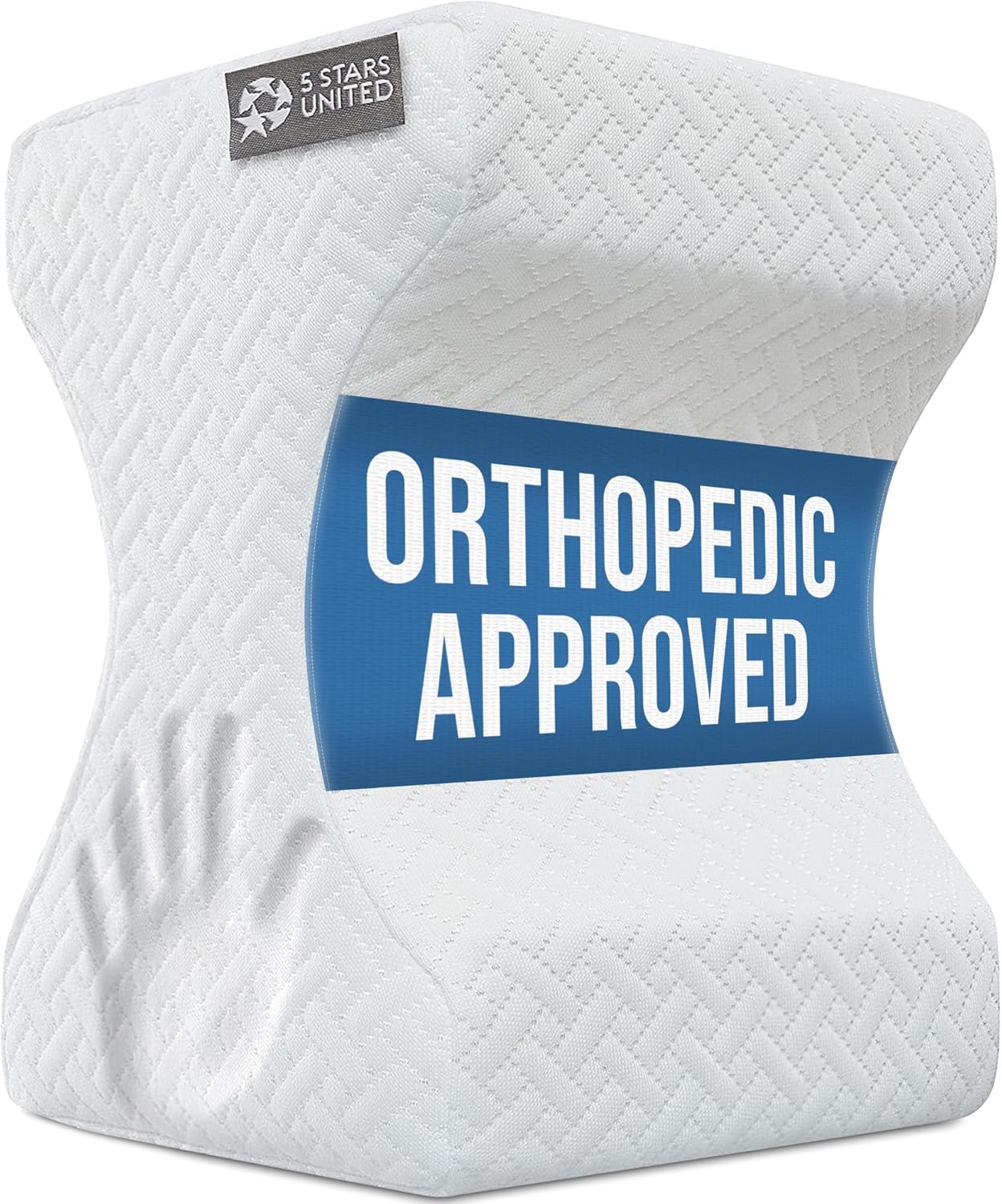 5 STARS UNITED Knee Pillow for Side Sleepers - Hip Pain Relief, Memory Foam Leg Cushion for Side Sleeping - Between Legs Pillow for Sciatica & Lower Back Pain, White