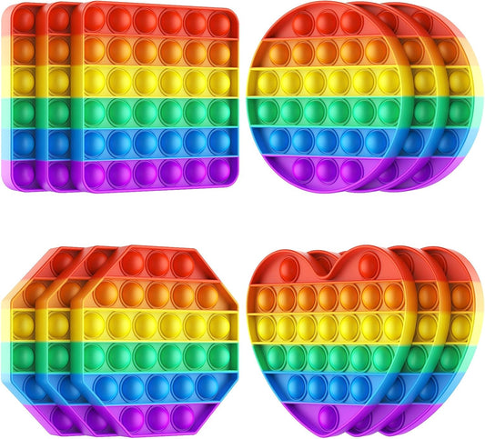 12 Pack Fidget Toys,Push Pop Fidget Sensory Toys Set,Stress Relief Gifts for Kids & Adults,Pop Bulk & Party Favors Toddler Toys,, Party Supplies,Classroom Prizes