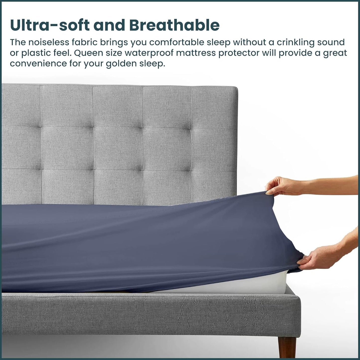 Greaton, Zippered Mattress Protector Cover, Waterproof, Easy to Clean, Fits Mattress up to 7-Inch, 75" x 30", Blue