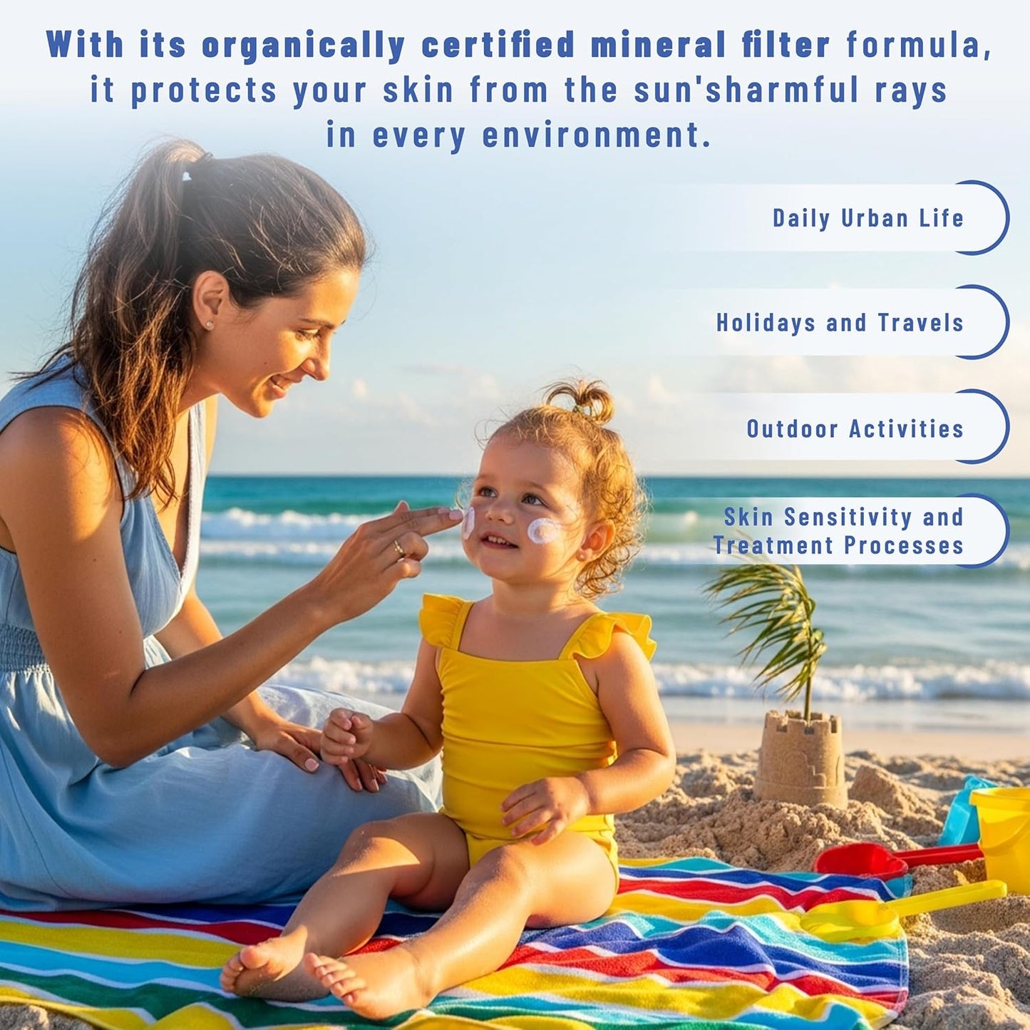 ALIYES SPF 50+ Organic Baby&Kids Mineral Sunscreen – Safe for Babies - Water Resistant Sun Cream – Broad Spectrum UVA/UVB Sun Protection – Vegan Baby Sunscreen Lotion, 1.69 FL