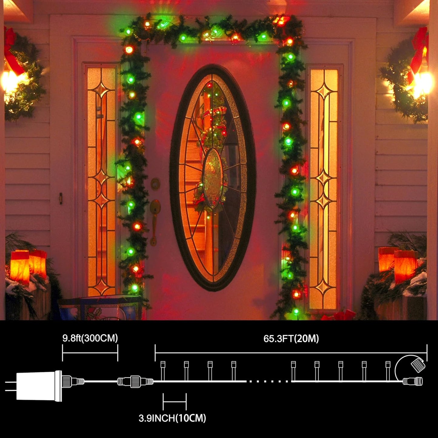 66ft Christmas Decorative Mini Lights, 200 LED Green Wire Fairy Starry String Lights Plug in, 16 Lighting Modes, for Indoor Outdoor Xmas Tree Wedding Party Decoration (Red+Green)