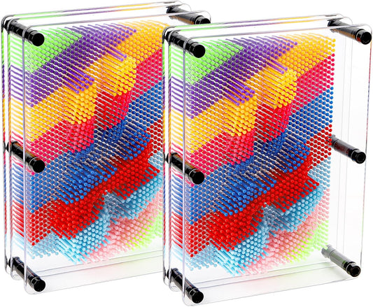 Hacaroa 2 Pack 3D Pin Art Toy, 8"x6" Plastic Pin Art Board Game Sensory Toy, Sculpture Craft Fun Creativity for Kids, Adults, Home, Office Decoration, Multicolor
