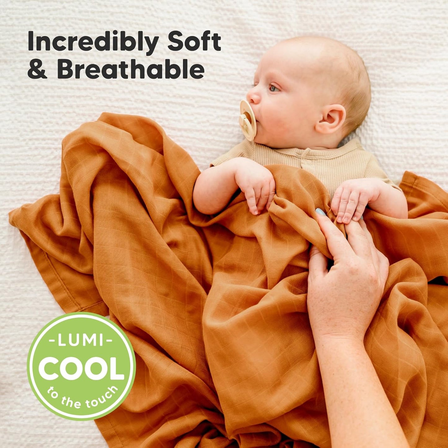 4-Pack Muslin Swaddle Blankets for Boys, Girls - Organic Baby Swaddles for Newborns, Soft & Breathable Receiving Baby Blankets for Girl, Boy, Neutral, Newborn Essentials Gift (Spice)