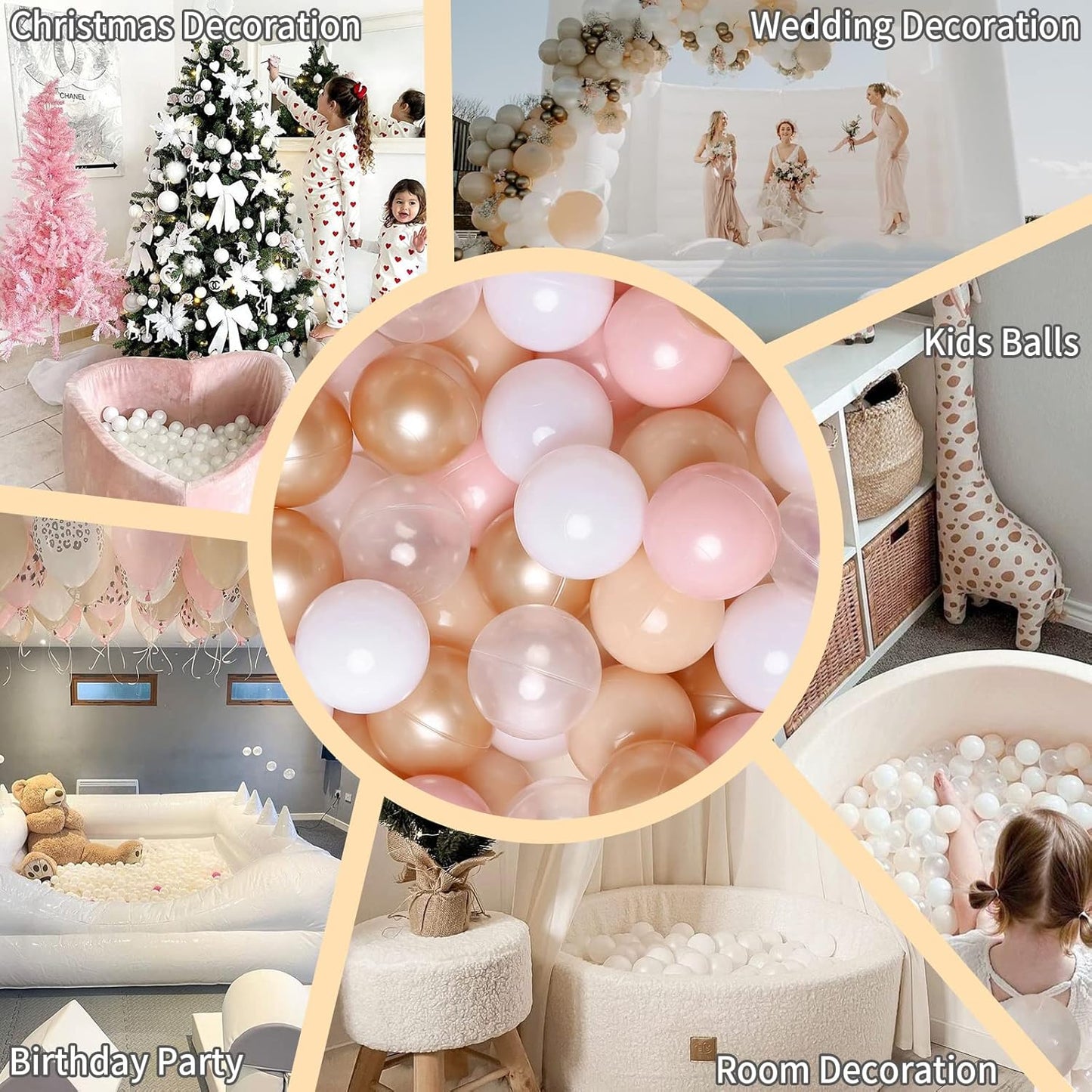 GOGOSO Ball Pits Balls for Toddlers Pack of 50 100 200 Plastics Shape Ball Non-Phthalate Non-BPA Non-Toxic 2.2-Inch Crush Proof Play Balls