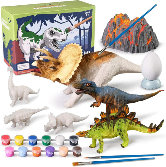 3D Dinosaurs Painting Kit with 12 Dinos for Kids Age 3-15, Arts and Crafts Kits Drawing Toys with Dinosaurs Set Creativity Gifts for Boys and Girls