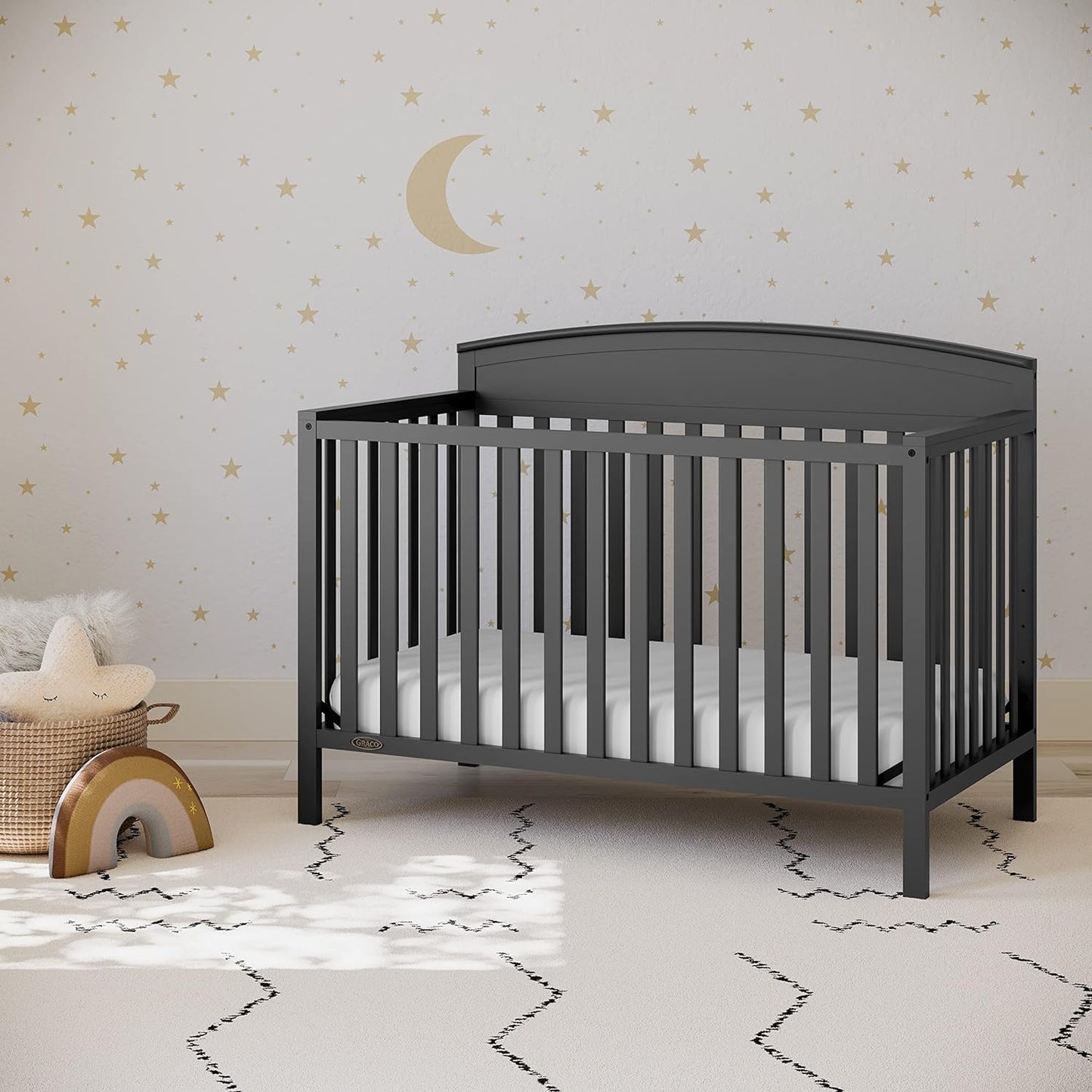 Graco Benton 5-in-1 Convertible Crib (Gray) – GREENGUARD Gold Certified, Converts from Baby Crib to Toddler Bed, Daybed and Full-Size Bed, Fits Standard Full-Size Crib Mattress
