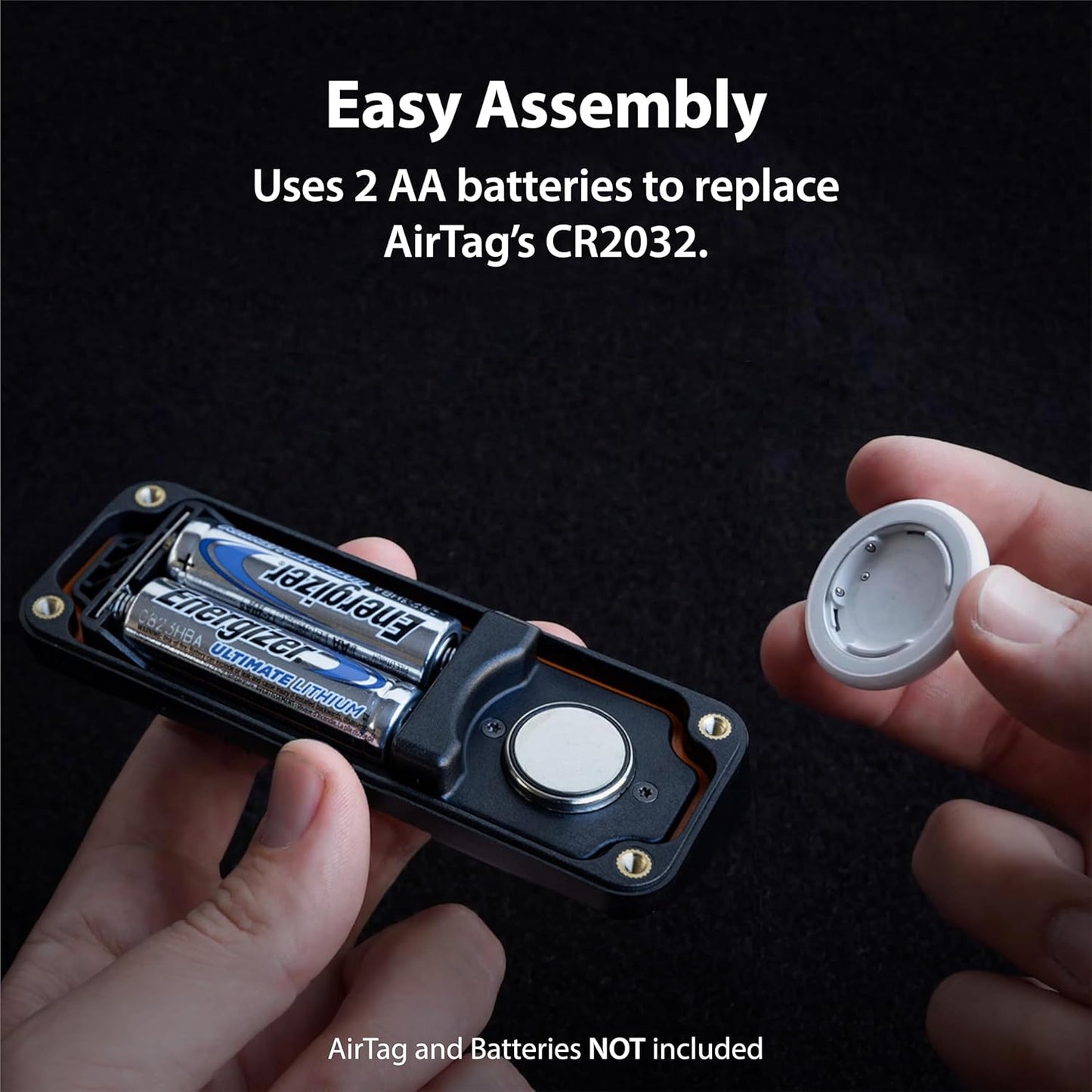 AirTag 10-Year Extended Battery Case - Uses AA Batteries - 14x More Capacity Than CR2032 | Elevation Lab TimeCapsule | Waterproof, CR 2032 Battery Replacement