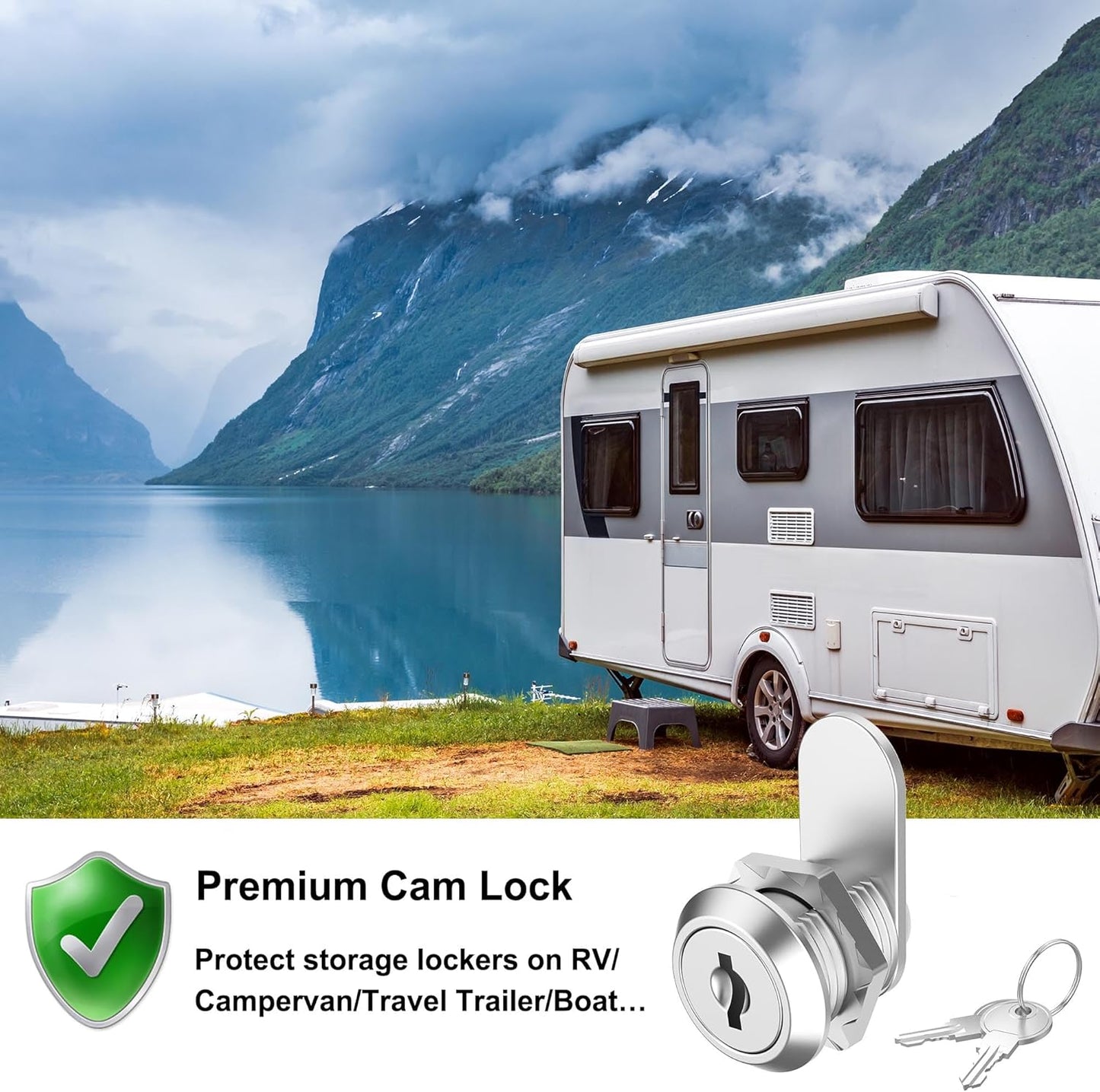 3 Pcs Mailbox Locks with Keys, Cabinet Lock with Key, Kitchen Cabinets Cam Locks 5/8" Keyed Alike, Drawer Desk Lock for Drawers and RV Storage Door, Zinc Alloy