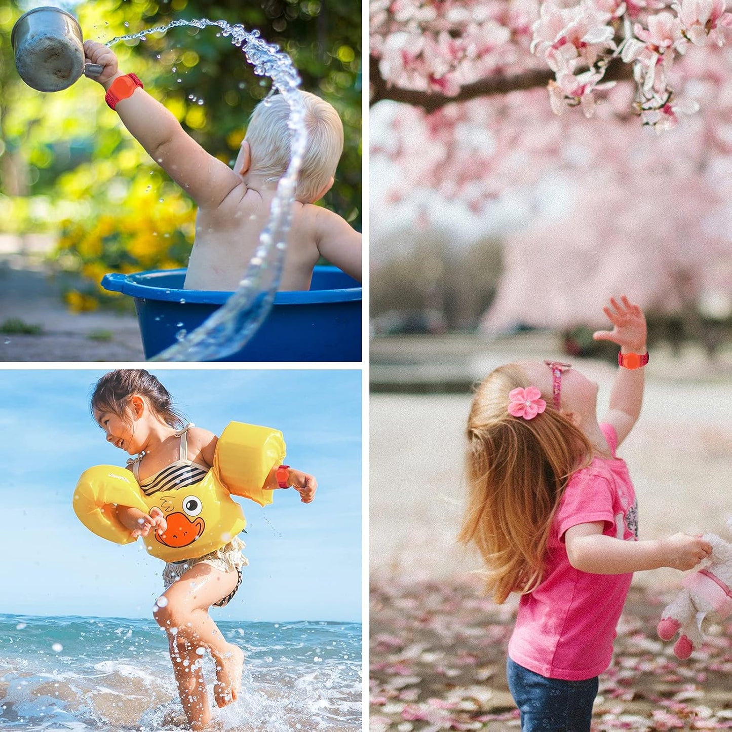 AirTag Bracelet for Kids, Apple Air Tag Protective Cover with Nylon Wristband, Anti Lost GPS Trackers Case Cover Elastic Watch Band for Toddlers Girls Boys Elders (Red)