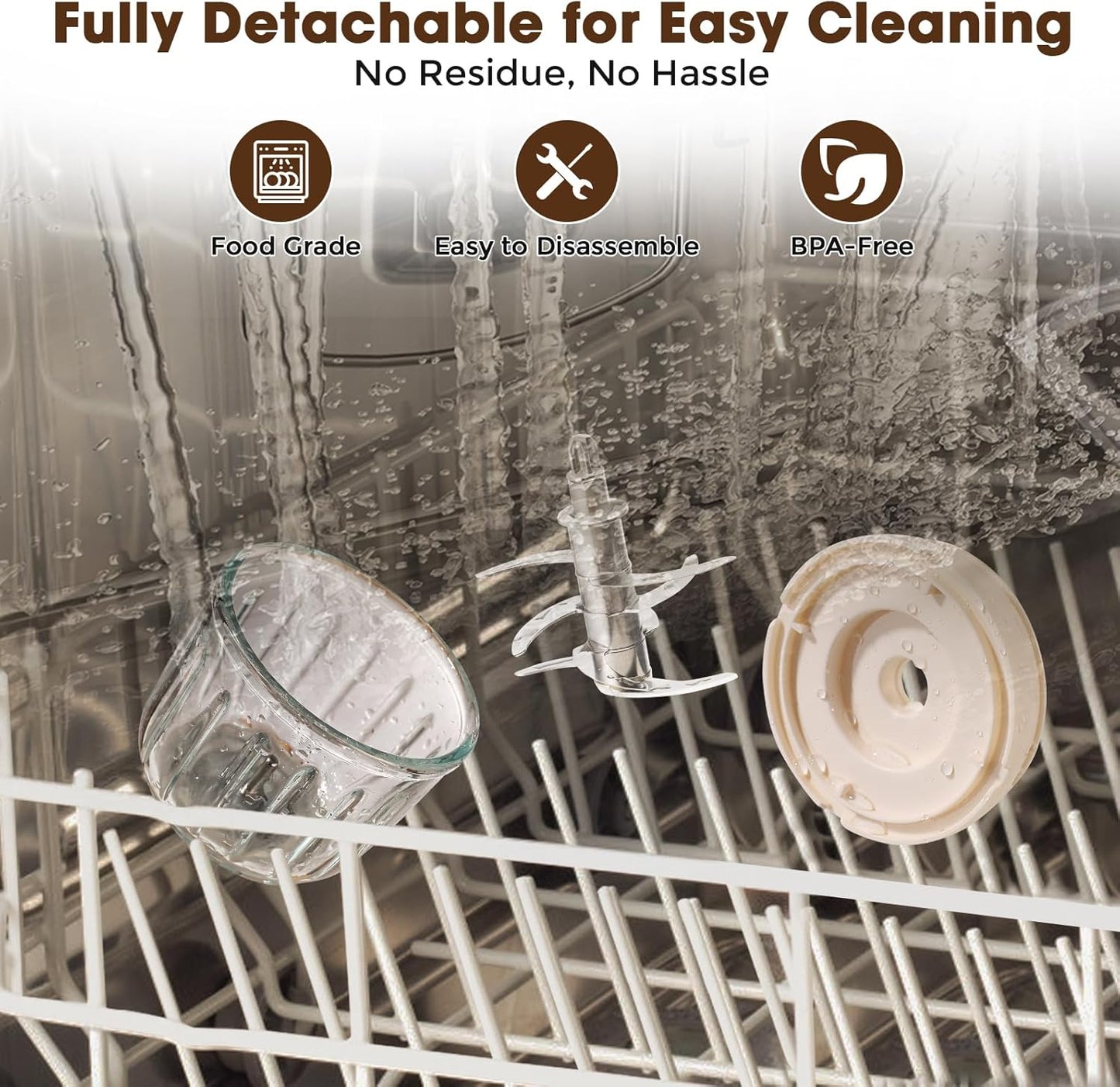 Baby Food Processor – Puree Blender with Glass Bowl, Stainless Steel Blades, BPA-Free, One-Touch Control, Easy to Clean, Quiet Operation, Ideal for New Parents, 10oz