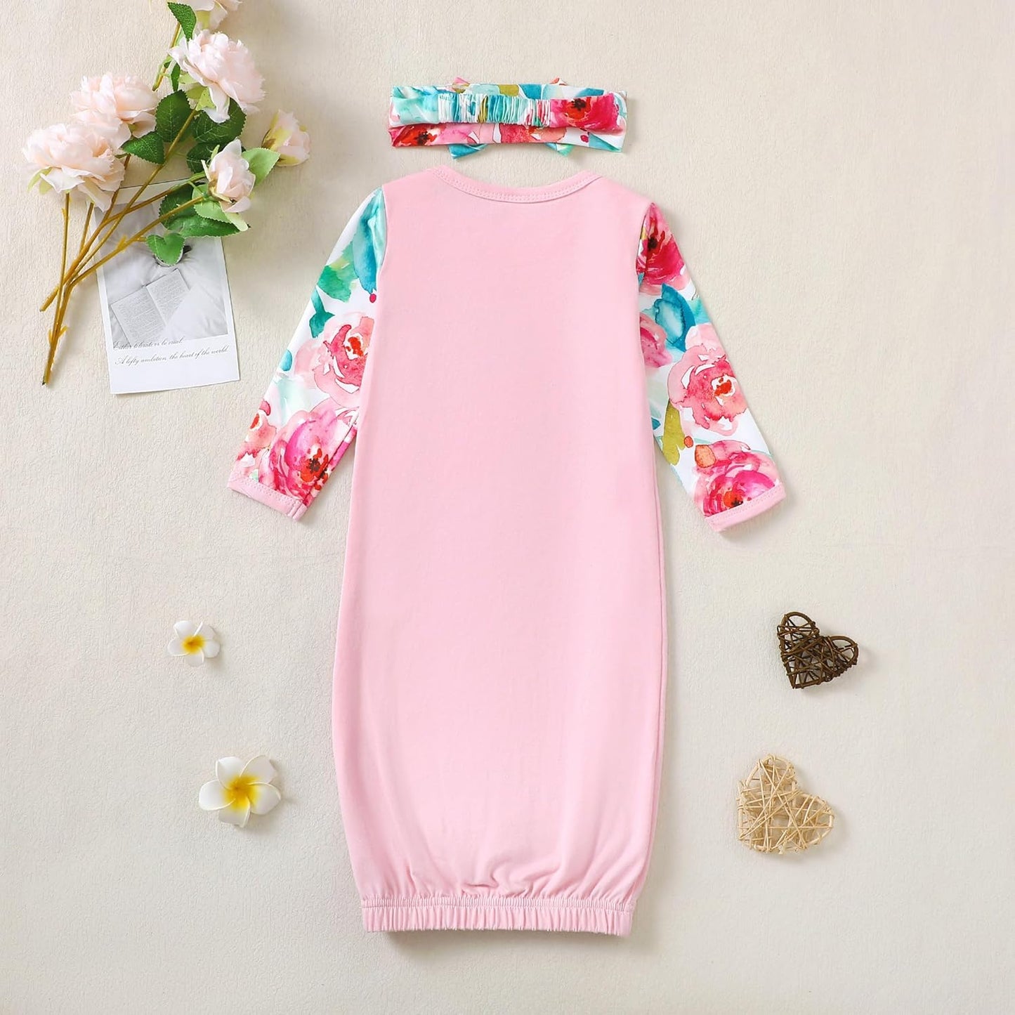 AMAWMW Newborn Baby Girl Little Sister Sleeper Gown Stripe Long Sleeve Nightgown Pajamas Gifts Stuff Essential Outfit