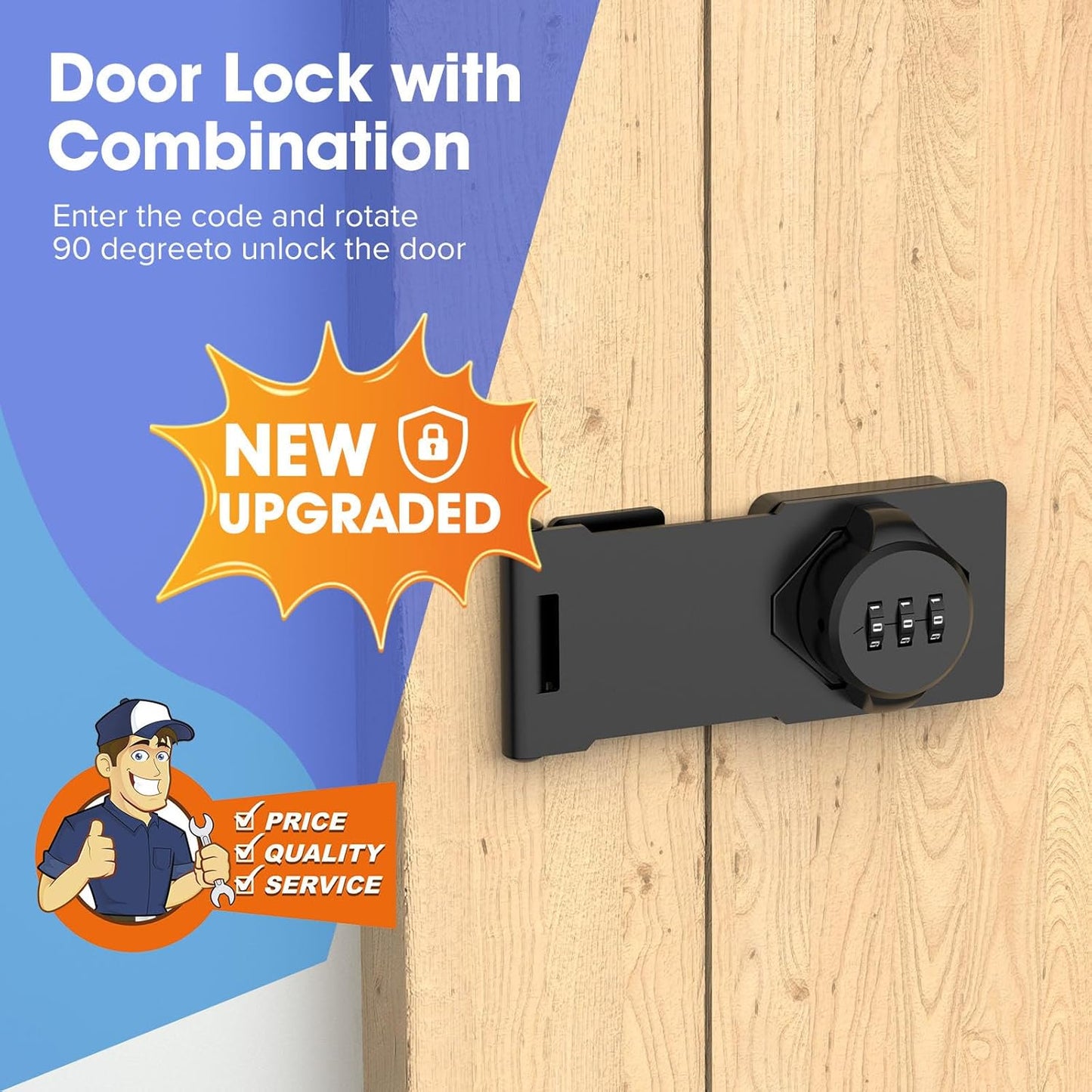 4 Packs Mechanical Password Rotary Hasp Locks, Cabinet Locks with Combination, Door Security Gate Locks for Small Doors, Cabinets, Barn Door, Bathroom, Outdoor, Closet, Fence