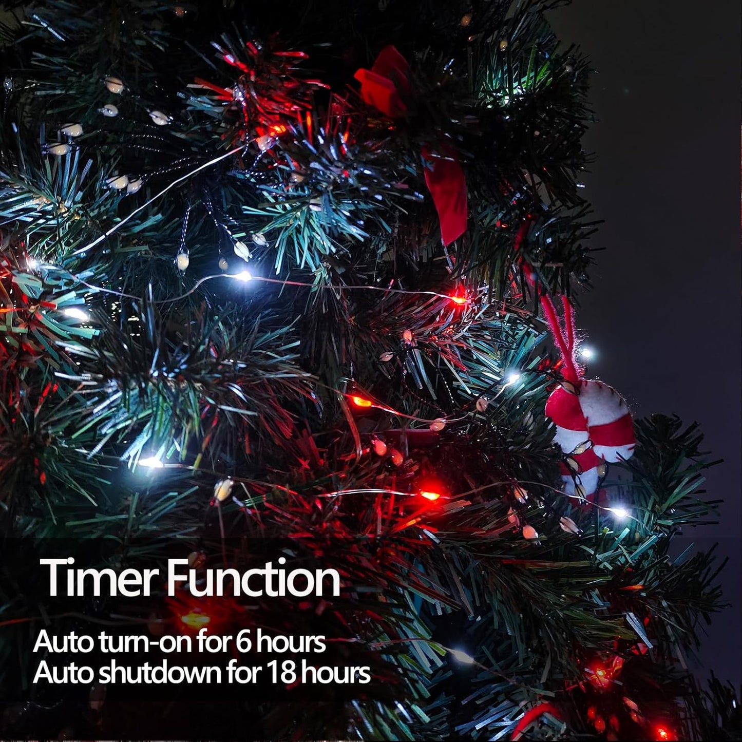 4-Pack Red and White Fairy Lights Battery Operated with Timer, Waterproof 16FT 50 LED String Lights Outdoor Indoor, Christmas Lights for Bedroom Home Wedding Birthday Xmas Parties and Centerpieces