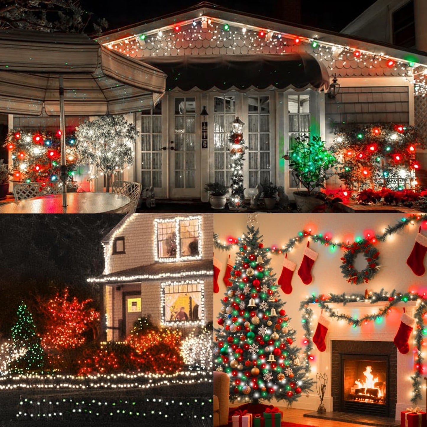 33ft Christmas Decorative Mini Lights, 100 LED Green Wire Fairy Starry String Lights Plug in, 16 Lighting Modes for Outdoor Xmas Tree Wedding Party Decoration (Red/Green/White)