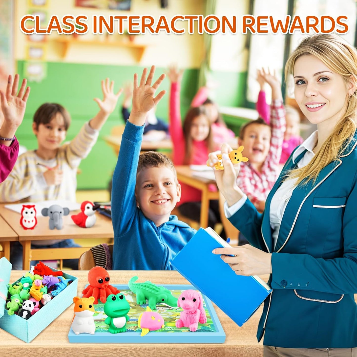 111Pcs Animal Erasers Desk Pets for Kids Animal Pencil Erasers Bulk Puzzle Eraser Toys Gifts for Classroom Prizes,Game Reward,Treasure Box,Easter Egg Fillers,Goodie Bag Stuffer,Party Favors