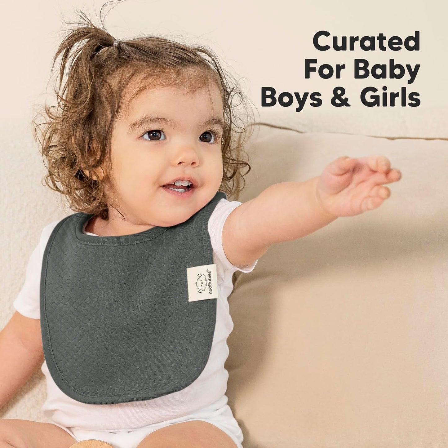 8-Pack Organic Baby Bibs for Girls, Boys - Quilted Cotton Cloth Baby Drool Bibs for Drooling and Teething Toddler, Newborn, Infant, Soft & Super Absorbent (Sahara)